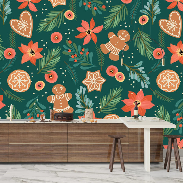 Gingerbreads Wallpaper, Seamless Pattern Mural, Oversized Custom Size Wall Art, Non - Woven, Non - Adhesive, Modern Wall Paper, Removable - Adawall Wallpaper - Registered Trade Accounts Only, Wallpaper Wholesale Account - W78066 - Adawall Wholesale - Wallpaper Wholesaler