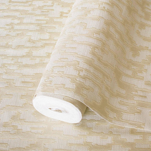 Glam Solid Color Wallpaper, Gold Rich Embossed Abstract Metallic Accents, Shimmering Design - Walloro High End Wallcoverings & More