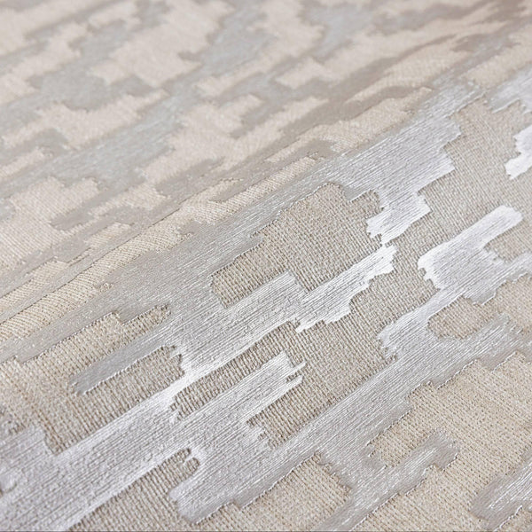 Glam Solid Color Wallpaper, Off White, Silver Rich Embossed Abstract Metallic Accents, Shimmering Design - Walloro High End Wallcoverings & More