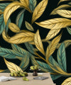 Gold and Light Green Leaves Wallpaper, Seamless Pattern Mural, Oversized Custom Size Wall Art, Non - Woven, Non - Adhesive, Modern Wall Paper, Removable - Adawall Wallpaper - Registered Trade Accounts Only, Wallpaper Wholesale Account - W77903 - Adawall Wholesale - Wallpaper Wholesaler