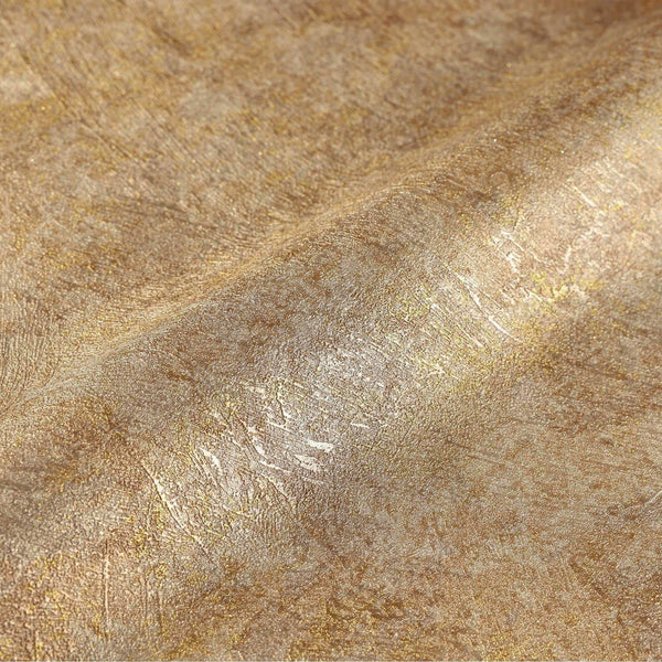 Gold Distressed Rustic 3D Embossed Wallpaper, Metallic Rich Textured Industrial Wallcovering - Walloro High End Wallcoverings & More