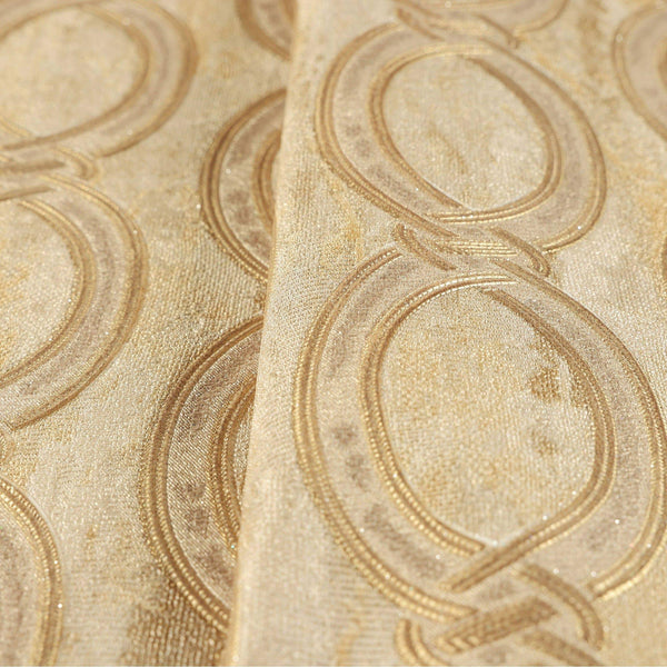 Gold Geometric Chain Pattern Wallpaper, Deep Embossed Stylish Sparkling Luxury Design - Walloro High End Wallcoverings & More