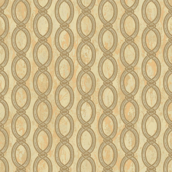 Gold Geometric Chain Pattern Wallpaper, Deep Embossed Stylish Sparkling Luxury Design - Walloro High End Wallcoverings & More
