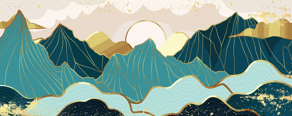 Gold Line Mountains Wallpaper, Landscape Mural, Oversized Custom Size Wall Art, Non - Woven, Non - Adhesive, Modern Wall Paper, Removable - Adawall Wallpaper - Registered Trade Accounts Only, Wallpaper Wholesale Account - W77912 - Adawall Wholesale - Wallpaper Wholesaler