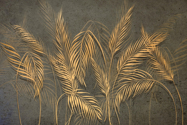 Gold Palm Leaves Wallpaper, Tropical Mural, Oversized Custom Size Wall Art, Non - Woven, Non - Adhesive, Modern Wall Paper, Removable - Adawall Wallpaper - Registered Trade Accounts Only, Wallpaper Wholesale Account - W77997 - Adawall Wholesale - Wallpaper Wholesaler