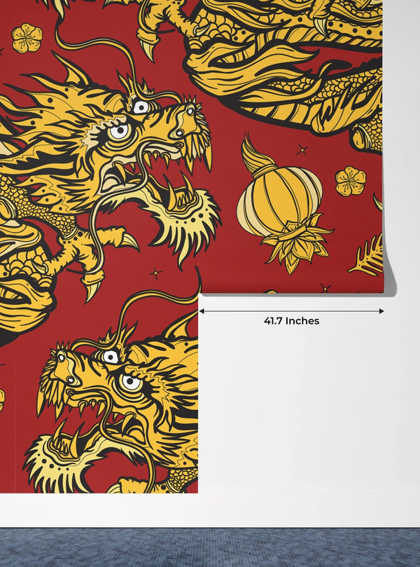 Golden Chinese Dragons Wallpaper, Seamless Pattern Mural, Oversized Custom Size Wall Art, Non - Woven, Non - Adhesive, Modern Wall Paper, Removable - Adawall Wallpaper - Registered Trade Accounts Only, Wallpaper Wholesale Account - W78105 - Adawall Wholesale - Wallpaper Wholesaler