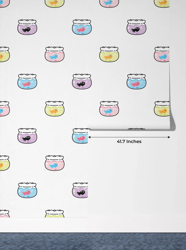 Goldfishes Doodle Wallpaper, Seamless Pattern Mural, Oversized Custom Size Wall Art, Non - Woven, Non - Adhesive, Modern Wall Paper, Removable - Adawall Wallpaper - Registered Trade Accounts Only, Wallpaper Wholesale Account - W77788 - Adawall Wholesale - Wallpaper Wholesaler