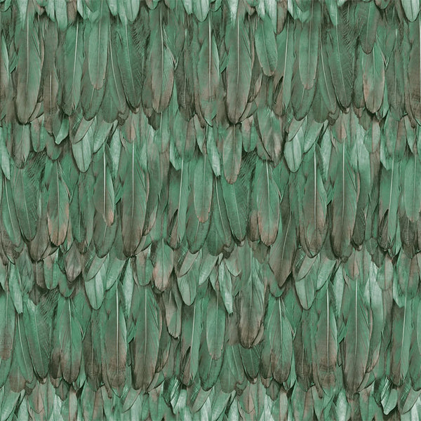 Green Feathers Pattern Embossed Wallpaper, Tropical 3D Textured Birds Vivid Wallcovering - Walloro High End Wallcoverings & More