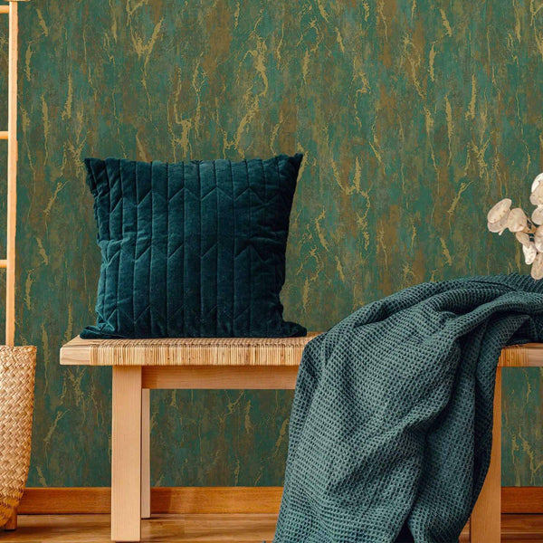 Green Gold Distressed Metallic Embossed Wallpaper, Shiny Rustic Industrial Modern Wallcovering - Adawall Wallpaper - Registered Trade Accounts Only, Wallpaper Wholesale Account - 7809-4 - Adawall Wholesale - Wallpaper Wholesaler