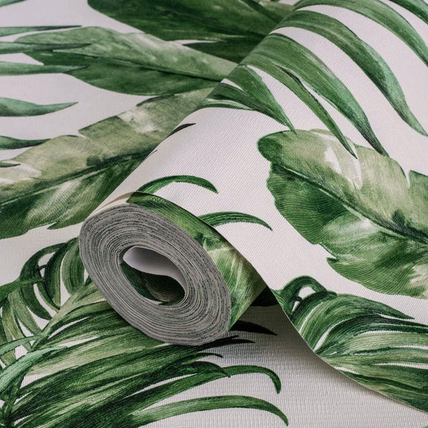 Green Palm Trees Embossed Wallpaper, Rich Textured Wallcovering, Large 114 sq ft Roll, Washable, Sturdy, Plants Leaves, Green Wall Decor - Adawall Wallpaper - Registered Trade Accounts Only, Wallpaper Wholesale Account - 4714-4 - Adawall Wholesale - Wallpaper Wholesaler
