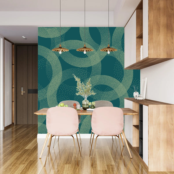 Green Stippled Circles Wallpaper, Seamless Pattern Mural, Oversized Custom Size Wall Art, Non - Woven, Non - Adhesive, Modern Wall Paper, Removable - Adawall Wallpaper - Registered Trade Accounts Only, Wallpaper Wholesale Account - W77587 - Adawall Wholesale - Wallpaper Wholesaler