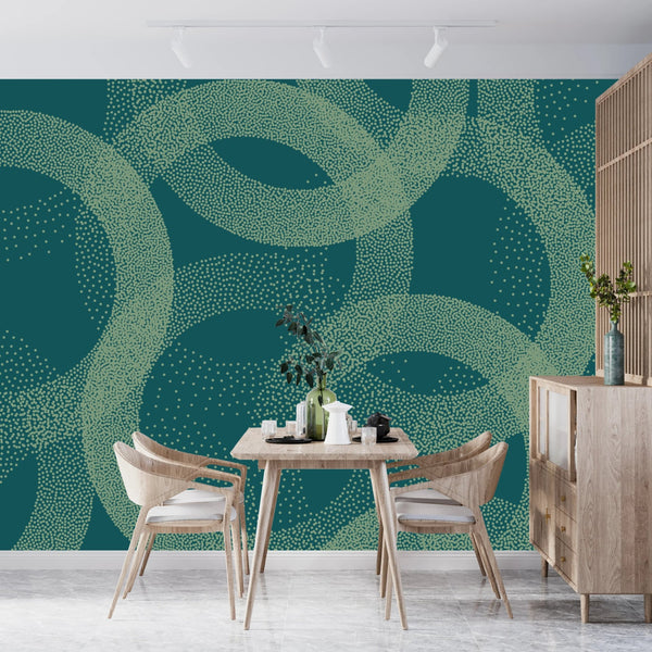 Green Stippled Circles Wallpaper, Seamless Pattern Mural, Oversized Custom Size Wall Art, Non - Woven, Non - Adhesive, Modern Wall Paper, Removable - Adawall Wallpaper - Registered Trade Accounts Only, Wallpaper Wholesale Account - W77587 - Adawall Wholesale - Wallpaper Wholesaler
