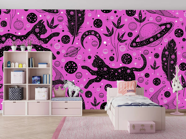 Halloween Style, Cats Wallpaper, Seamless Pattern Mural, Oversized Custom Size Wall Art, Non - Woven, Non - Adhesive, Modern Wall Paper, Removable - Adawall Wallpaper - Registered Trade Accounts Only, Wallpaper Wholesale Account - W77874 - Adawall Wholesale - Wallpaper Wholesaler