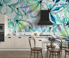 Hand Painted Flowers Shibori Wallpaper, Blue and Green Mural, Oversized Custom Size Wall Art, Non - Woven, Non - Adhesive, Modern Wall Paper, Removable - Adawall Wallpaper - Registered Trade Accounts Only, Wallpaper Wholesale Account - W77578 - Adawall Wholesale - Wallpaper Wholesaler