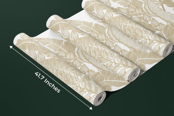 Horizontal Golden Leaves Wallpaper, Seamless Pattern Mural, Oversized Custom Size Wall Art, Non - Woven, Non - Adhesive, Modern Wall Paper, Removable - Adawall Wallpaper - Registered Trade Accounts Only, Wallpaper Wholesale Account - W78063 - Adawall Wholesale - Wallpaper Wholesaler