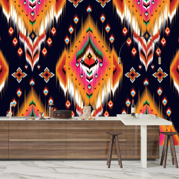 Ikat Ethnic Wallpaper, Abstract Mural, Oversized Custom Size Wall Art, Non - Woven, Non - Adhesive, Modern Wall Paper, Removable - Adawall Wallpaper - Registered Trade Accounts Only, Wallpaper Wholesale Account - W77869 - Adawall Wholesale - Wallpaper Wholesaler