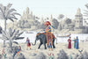 Indian Elephant Scene Wallpaper, Early Morning of India Historical Wall Mural, Blue Custom Size Wall Covering, Non - Woven, Non - Pasted, Removable - Adawall Wallpaper - Registered Trade Accounts Only, Wallpaper Wholesale Account - FJ309-3 - Adawall Wholesale - Wallpaper Wholesaler