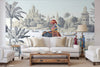 Indian Elephant Scene Wallpaper, Early Morning of India Historical Wall Mural, Blue Custom Size Wall Covering, Non - Woven, Non - Pasted, Removable - Adawall Wallpaper - Registered Trade Accounts Only, Wallpaper Wholesale Account - FJ309-3 - Adawall Wholesale - Wallpaper Wholesaler