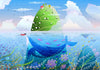 Island in the Ocean Wallpaper, Green Hill Mural, Oversized Custom Size Wall Art, Non - Woven, Non - Adhesive, Modern Wall Paper, Removable - Adawall Wallpaper - Registered Trade Accounts Only, Wallpaper Wholesale Account - W78131 - Adawall Wholesale - Wallpaper Wholesaler