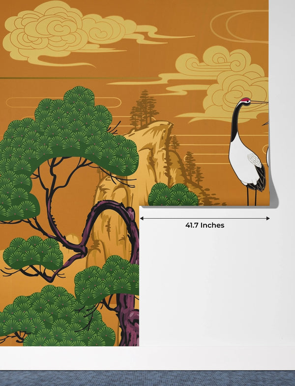 Japanese Landscape Wallpaper, Cranes Mural, Oversized Custom Size Wall Art, Non - Woven, Non - Adhesive, Modern Wall Paper, Removable - Adawall Wallpaper - Registered Trade Accounts Only, Wallpaper Wholesale Account - W77696 - Adawall Wholesale - Wallpaper Wholesaler
