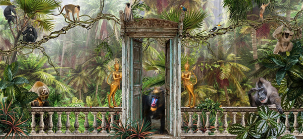 Jungle Landscape Wallpaper, Animals Mural, Oversized Custom Size Wall Art, Non - Woven, Non - Adhesive, Modern Wall Paper, Removable - Adawall Wallpaper - Registered Trade Accounts Only, Wallpaper Wholesale Account - W78112 - Adawall Wholesale - Wallpaper Wholesaler