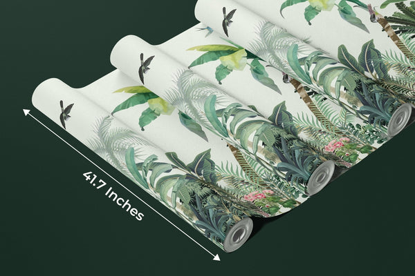 Jungle Palms Wallpaper, Birds Mural, Oversized Custom Size Wall Art, Non - Woven, Non - Adhesive, Modern Wall Paper, Removable - Adawall Wallpaper - Registered Trade Accounts Only, Wallpaper Wholesale Account - W77776 - Adawall Wholesale - Wallpaper Wholesaler