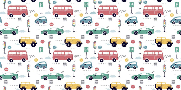 Kids Colorful Cars Wallpaper, Seamless Pattern Mural, Oversized Custom Size Wall Art, Non - Woven, Non - Adhesive, Modern Wall Paper, Removable - Adawall Wallpaper - Registered Trade Accounts Only, Wallpaper Wholesale Account - W78018 - Adawall Wholesale - Wallpaper Wholesaler