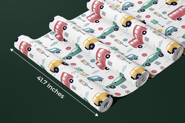 Kids Colorful Cars Wallpaper, Seamless Pattern Mural, Oversized Custom Size Wall Art, Non - Woven, Non - Adhesive, Modern Wall Paper, Removable - Adawall Wallpaper - Registered Trade Accounts Only, Wallpaper Wholesale Account - W78018 - Adawall Wholesale - Wallpaper Wholesaler
