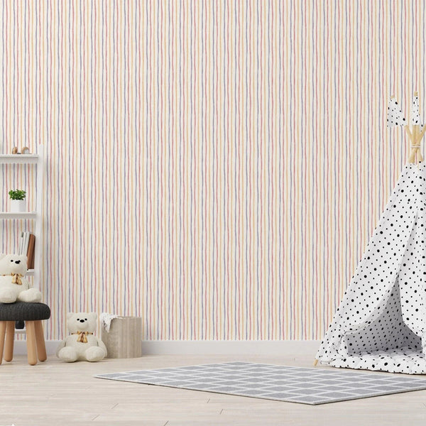 Kids Room Textured Wallpaper, Striped Wallpaper, Girls Boys Bedroom Wall Paper, Nursery Wallcovering, 114 sq ft, Colorful, Washable, Durable - Adawall Wallpaper - Registered Trade Accounts Only, Wallpaper Wholesale Account - 8906-1 - Adawall Wholesale - Wallpaper Wholesaler