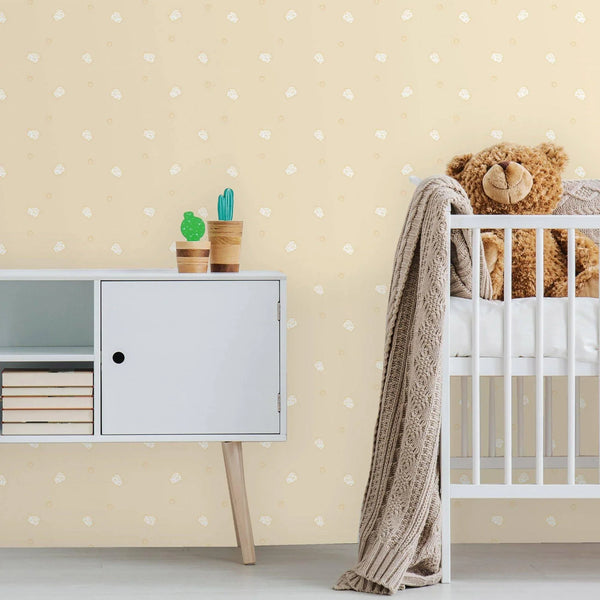 Kids Room Yellow Cheese Textured Wallpaper, Light Color White, Boys Girls Bedroom Wallpaper, Nursery Wallpaper, 114 sq ft Roll, Bathroom - Walloro High End Wallcoverings & More