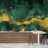 Black and Green Marble Wallpaper, Abstract Mural, Oversized Custom Size Wall Art, Non-Woven, Non-Adhesive, Modern Wall Paper, Removable