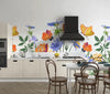 Summer Flowers Wallpaper, Seamless Pattern Mural, Oversized Custom Size Wall Art, Non-Woven, Non-Adhesive, Modern Wall Paper, Removable