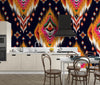 Ikat Ethnic Wallpaper, Abstract Mural, Oversized Custom Size Wall Art, Non-Woven, Non-Adhesive, Modern Wall Paper, Removable