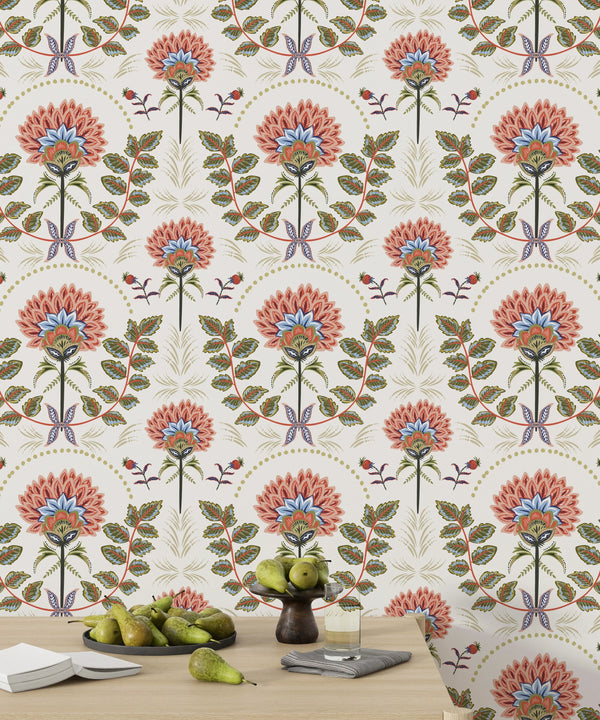 Floral Wallpaper, Boho Mural, Oversized Custom Size Wall Art, Non-Woven, Non-Adhesive, Modern Wall Paper, Removable