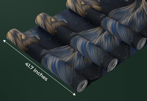 Koi Fish Wallpaper, Golden Line Style Wall Mural, Oversized Custom Size Wall Art, Non - Woven, Non - Adhesive, Modern Wall Paper, Removable - Adawall Wallpaper - Registered Trade Accounts Only, Wallpaper Wholesale Account - W77489 - Adawall Wholesale - Wallpaper Wholesaler