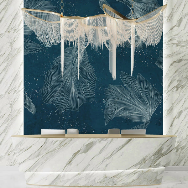 Koi Fish Wallpaper, Silver Line Style Wall Mural, Oversized Custom Size Wall Art, Non - Woven, Non - Adhesive, Modern Wall Paper, Removable - Adawall Wallpaper - Registered Trade Accounts Only, Wallpaper Wholesale Account - W77490 - Adawall Wholesale - Wallpaper Wholesaler