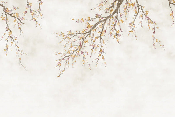 Large Blossom Tree Wallpaper, Yellow Chinoiserie Nature Flowers Wall Mural, Custom Size Wall Covering, Non - Woven, Non - Pasted, Removable, Washable, Floral Art - Adawall Wallpaper - Registered Trade Accounts Only, Wallpaper Wholesale Account - FJ302-1 - Adawall Wholesale - Wallpaper Wholesaler