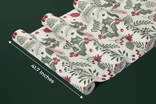 Leaves and Berries Wallpaper, Seamless Pattern Mural, Oversized Custom Size Wall Art, Non - Woven, Non - Adhesive, Modern Wall Paper, Removable - Adawall Wallpaper - Registered Trade Accounts Only, Wallpaper Wholesale Account - W78029 - Adawall Wholesale - Wallpaper Wholesaler