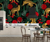 Leopards and Red Roses Wallpaper, Seamless Pattern Mural, Oversized Custom Size Wall Art, Non - Woven, Non - Adhesive, Modern Wall Paper, Removable - Adawall Wallpaper - Registered Trade Accounts Only, Wallpaper Wholesale Account - W78038 - Adawall Wholesale - Wallpaper Wholesaler