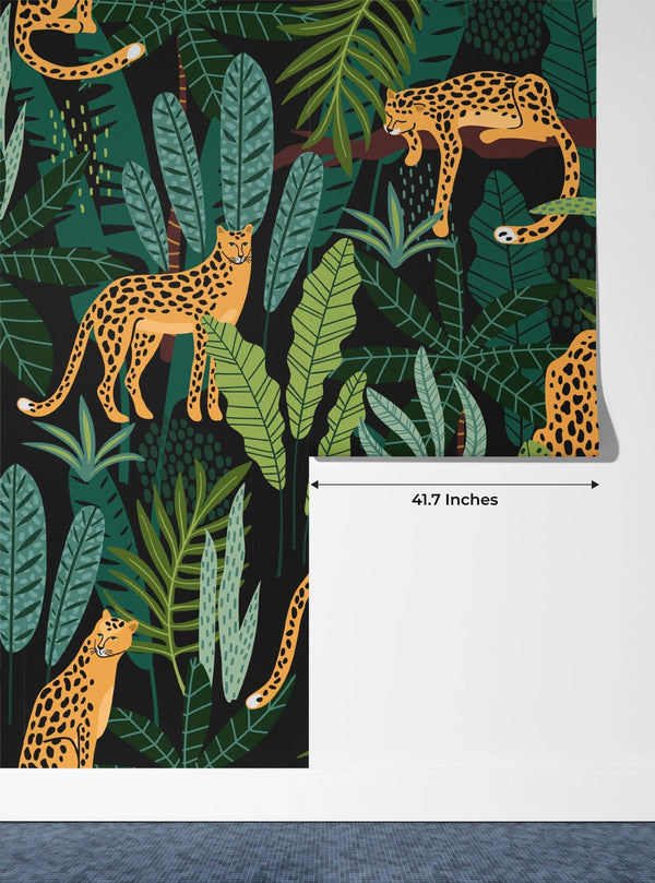 Leopards, Tropical Leaves Wallpaper, Seamless Pattern Mural, Oversized Custom Size Wall Art, Non - Woven, Non - Adhesive, Modern Wall Paper, Removable - Adawall Wallpaper - Registered Trade Accounts Only, Wallpaper Wholesale Account - W78025 - Adawall Wholesale - Wallpaper Wholesaler