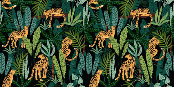 Leopards, Tropical Leaves Wallpaper, Seamless Pattern Mural, Oversized Custom Size Wall Art, Non - Woven, Non - Adhesive, Modern Wall Paper, Removable - Adawall Wallpaper - Registered Trade Accounts Only, Wallpaper Wholesale Account - W78025 - Adawall Wholesale - Wallpaper Wholesaler