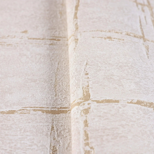 Light Beige Abstract Metallic Lines Wallpaper, 3D Deep Embosed Silver Gold Rustic Geometric Interior Decor - Walloro High End Wallcoverings & More