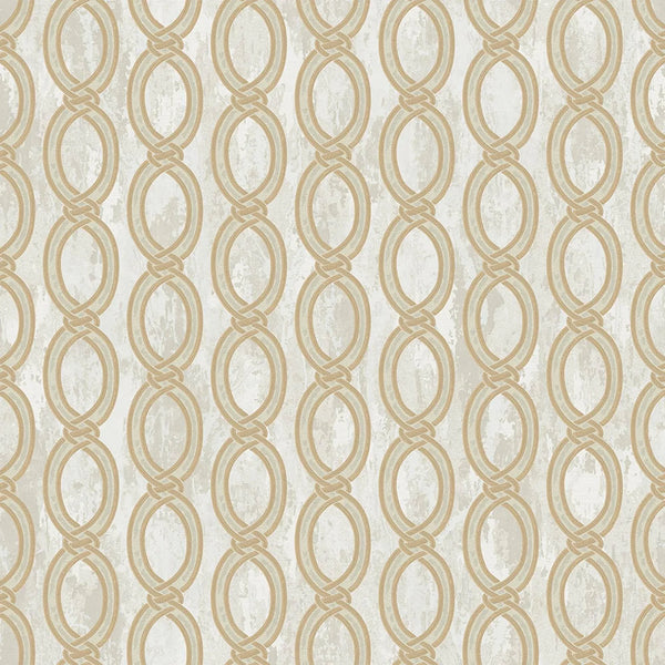 Light Beige Geometric Chain Pattern Wallpaper, Deep Embossed Stylish Sparkling Luxury Design - Walloro High End Wallcoverings & More
