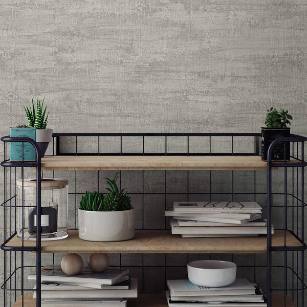 Light Gray Distressed Rustic 3D Embossed Wallpaper, Stylish Farmhouse Lodge Coutry Wallcovering - Walloro High End Wallcoverings & More