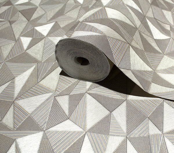Light Gray Geometric Triangle Wallpaper, 3D Embossed Shiny Wallcovering, Abstract Pattern, Home Commercial Use - Adawall Wallpaper - Registered Trade Accounts Only, Wallpaper Wholesale Account - 23204-3 - Adawall Wholesale - Wallpaper Wholesaler
