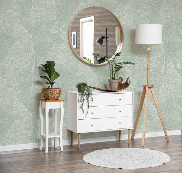 Light Green Floral Wallpaper, Natural Wallpaper, Modern & Minimalist Wall Covering,Modern Look Neutral Colors Glittering Wallcovering - Adawall Wallpaper - Registered Trade Accounts Only, Wallpaper Wholesale Account - 24107-2 - Adawall Wholesale - Wallpaper Wholesaler