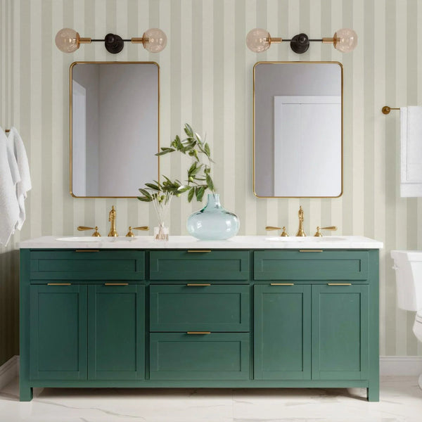 Light Neutral Timeless Bold Striped Wallpaper, Flocked Textured Velvet Feeling Thick Lines Wallcovering - Walloro High End Wallcoverings & More