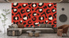 Red Leopard Skin Wallpaper, Seamless Pattern Mural, Oversized Custom Size Wall Art, Non-Woven, Non-Adhesive, Modern Wall Paper, Removable