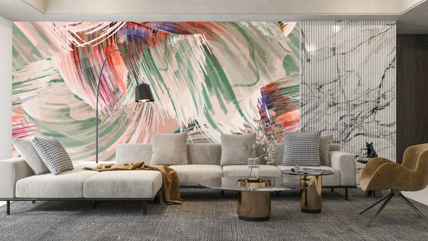 Artistic Paint Colorful Wallpaper, Seamless Pattern Mural, Oversized Custom Size Wall Art, Non-Woven, Non-Adhesive, Modern Wall Paper, Removable