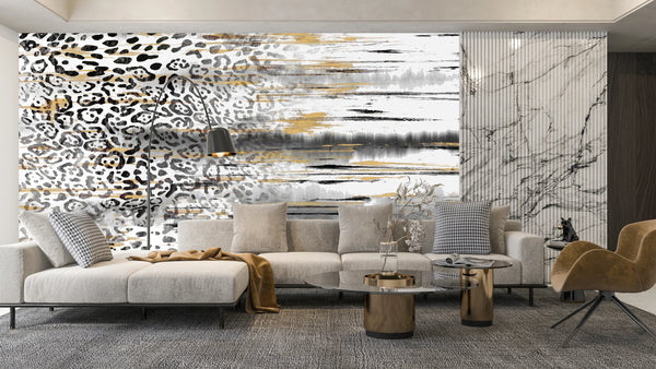 Leopard Skin Wallpaper, Seamless Pattern Mural, Oversized Custom Size Wall Art, Non-Woven, Non-Adhesive, Modern Wall Paper, Removable